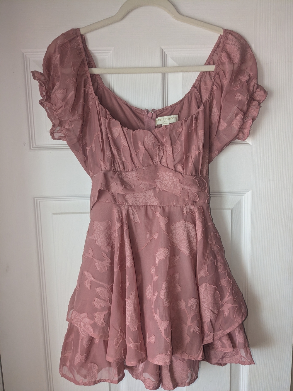 Thirty Thirty Pink Floral Ruffle Romper. Size Medium.